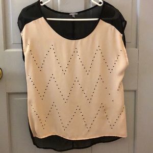 Black and pink sheer blouse